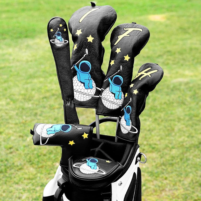 2thpart Astronaut Series Golf Headcovers, Synthetic Leather Golf Head Covers for Driver, Fairway Wood and Hybrid, Golf Putter Covers for Mallet and Blade - Image 3